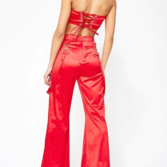 High waist satin wide leg pants, NWOT, M/L-💥Festival💥Burning Man 💥Dolls Kill - Picture 4 of 4